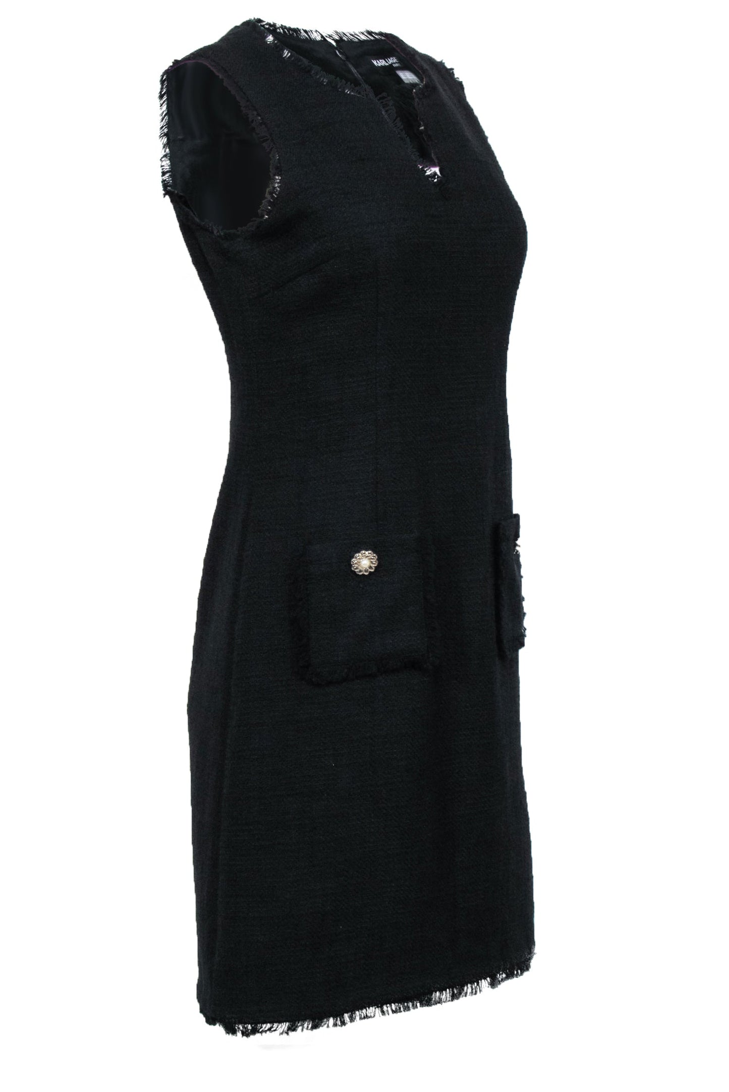 Karl Lagerfeld - Black Tweed Pocket Front Dress Sz 4