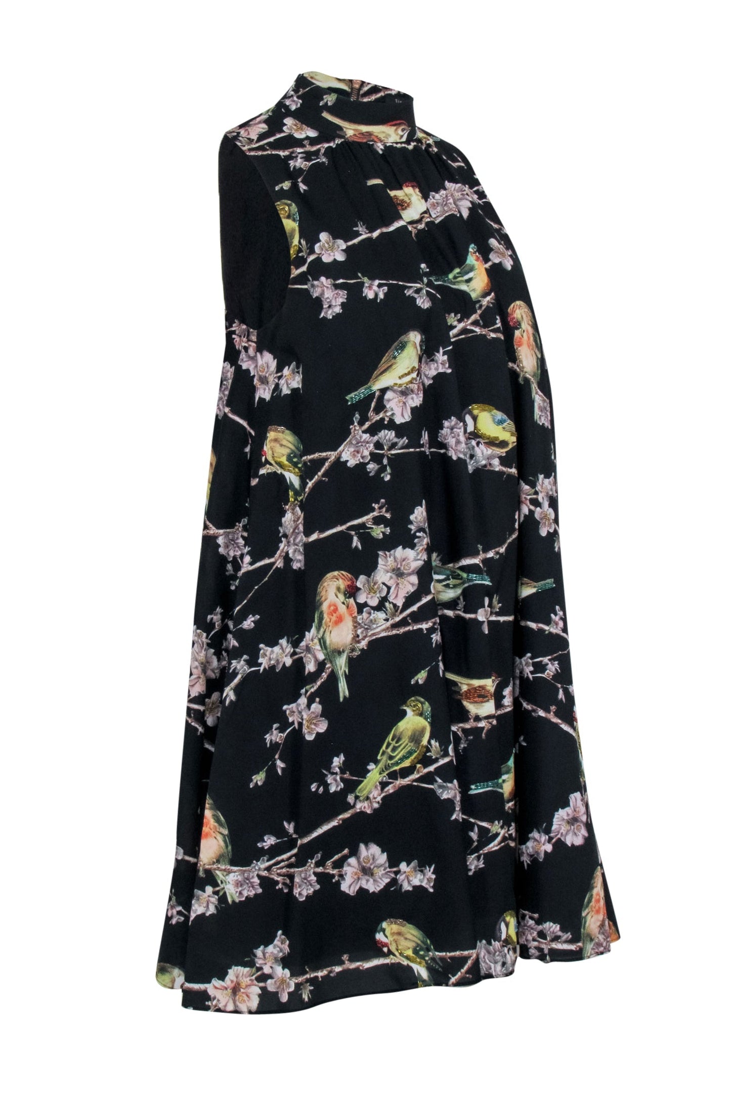 Ted Baker - Black w/ Bird & Floral Print Detail Dress Sz 4