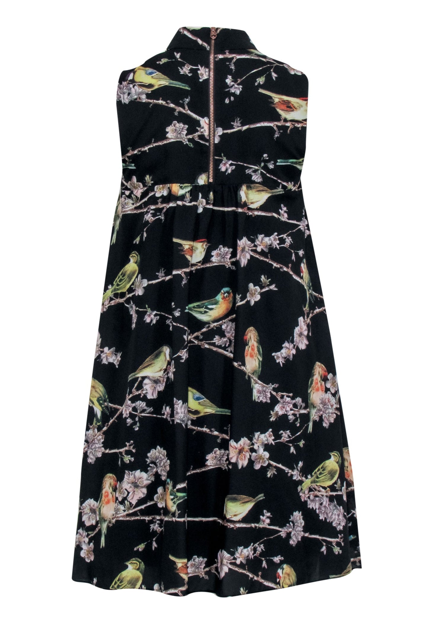 Ted Baker - Black w/ Bird & Floral Print Detail Dress Sz 4